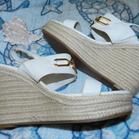 Tommy Hilfiger Khari High Espadrille Wedge Sandals White/Gold🆕📦🏃💨⚡🚚 - Picture 12 of 16